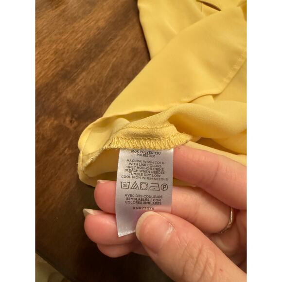 Ann Taylor Women’s Canary Yellow Collared 3/4 Sleeve Blouse Size Petite Large - Picture 7 of 11